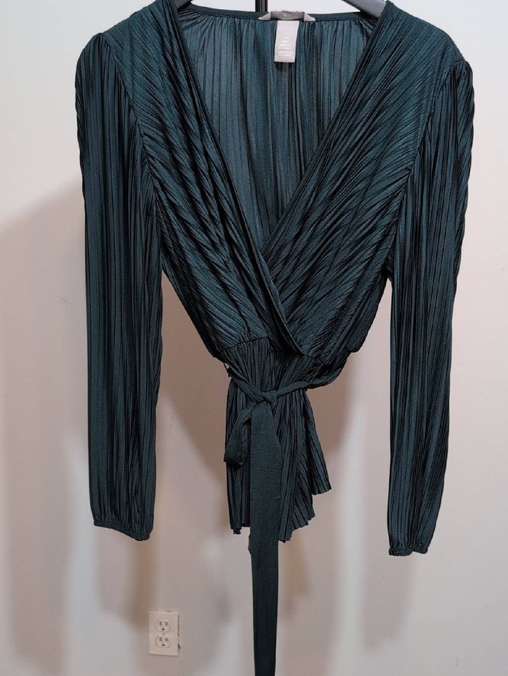 H&M Teal Pleated Wrap Top
